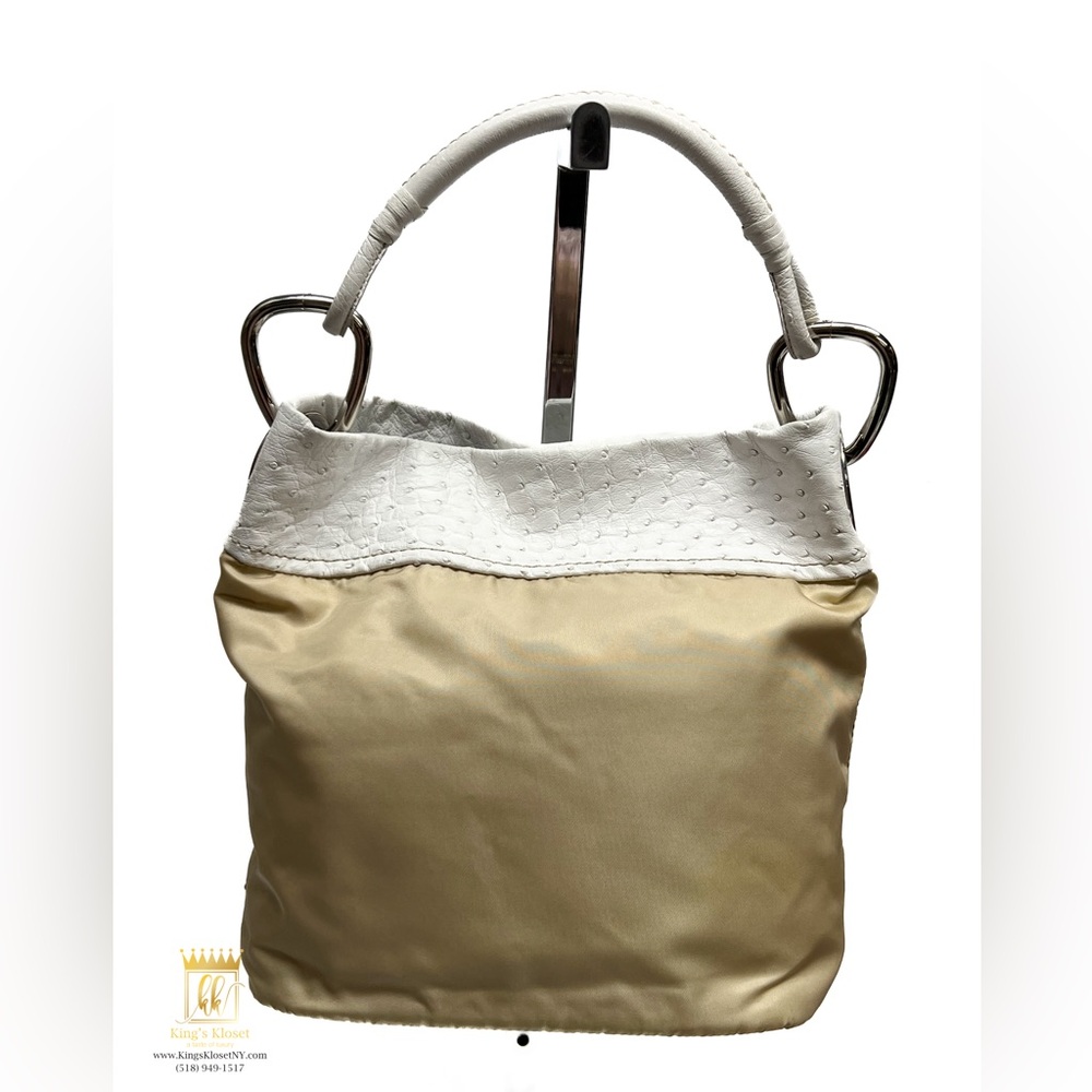 Prada Ostrich Nylon Hobo Bag